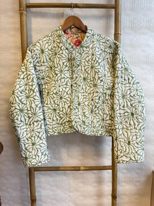 Cotton quilted open jacket
