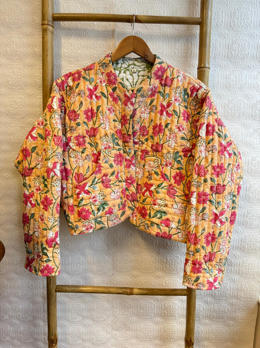 Cotton quilted open jacket