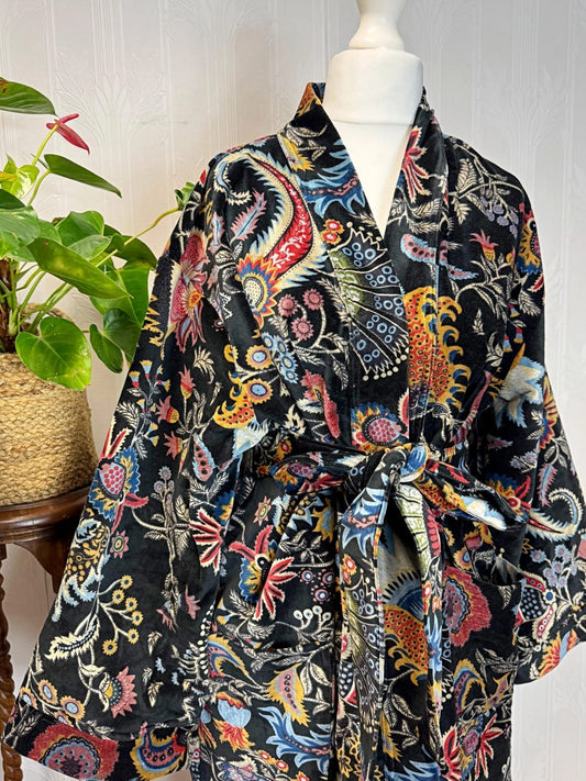 Luxury Velvet House Robe Unisex Kimono Winter Christmas Gift Elegant Royal Black Blue Red Orange