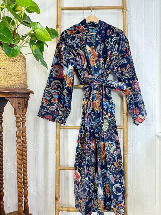 Luxury Velvet House Robe Unisex Kimono Unisex Kimono Boho Jacket Lined Dressing Winter Christmas Gift Elegant Royal Navy Blue Orange Red Paradise