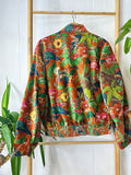 Velvet Boho Bomber Quirky Jacket Rust Orange Green Hue Monkey Tropical
