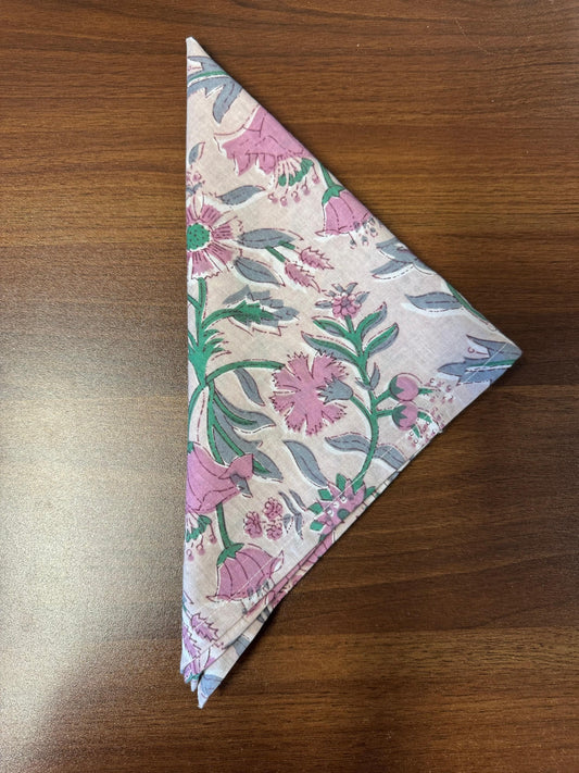 Cotton Napkins (Set of 24 Pcs) LIGHT IVORY PINK GREEN