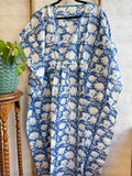 Pure Cotton Kaftan Long Dress Indian Blockprint Boho Summer Kimono Floral Beach Coverup Overall