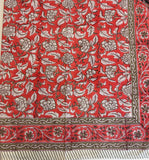 Cotton Autumn Winter Table Cover |RED WHITE FLORAL