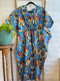 Pure Cotton Kaftan Long Dress Indian Blockprint Boho Summer Kimono Floral Beach Coverup Overall