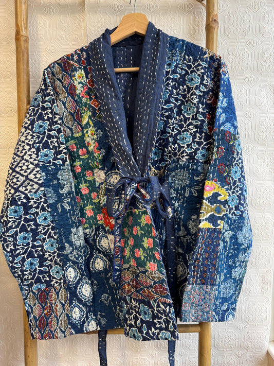Vintage Kantha Short Dori Jacket – Handcrafted MULTICOLOR PATCH WORK