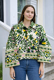 Suzani Hand Embroidered Unisex Bolero Short Jacket Boho Gypsy Crewel Special Love Gift | Cream Dark Green Bright Yellow Floral