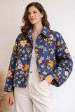 Suzani Hand Embroidered Unisex Bolero Short Jacket Boho Gypsy Crewel Special Love Gift | Deep Blue Orange Pink Yellow
