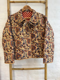 Cotton quilted open jacket Beige Brown Red