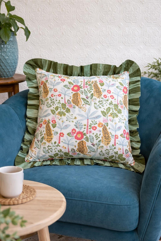 Cotton Cushion Cover :Cream Green Red