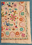Suzani Handmade Elegant Sofa Bed Throw | Quirky Colours Summer Spring Beige Hues Taupe Pink Floral