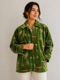 Velvet Embroidered Boho Layer Chic Jacket Bolero | Elegant Green Golden