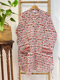 Night Shirt Luxury Soft Cotton Indian Hand Block Spring Pastel White Pink Botanical Floral Lounge Sleepwear Nightdress Girls