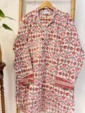 Night Shirt Luxury Soft Cotton Indian Hand Block Spring Pastel White Pink Botanical Floral Lounge Sleepwear Nightdress Girls