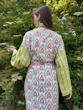 Pure Cotton Handprinted House Kimono| Contrast Stripe|