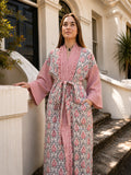 Pure Cotton Handprinted House Kimono| Contrast Stripe|