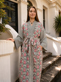 Pure Cotton Handprinted House Kimono| Contrast Stripe|