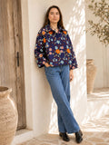 Suzani Hand Embroidered Unisex Bolero Short Jacket Boho Gypsy Crewel Special Love Gift | Deep Blue Orange Pink Yellow