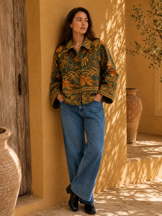 Luxury Embroidered Velvet Boho Layer Chic Coat Bomber Jacket