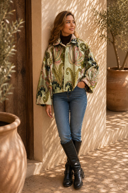 Luxury Embroidered Velvet Boho Layer Chic Coat Bomber Jacket