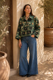 Artisan Bloom Hand-Embroidered Suzani Corduroy Bolero Jacket | Elegant Classic Style in Olive Green Black Beige   Embroidery