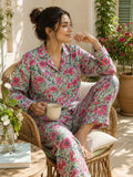Luxury Hand Printed Indian Blockprint Pure High Quality Cotton | Aqua Sunshine Pink