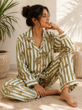 Luxury Hand Printed Indian Blockprint Pure High Quality Cotton | White Sage Green