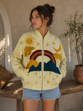 Luxury Velvet Rainbow Bomber Embroidered Boho Bomber Jacket