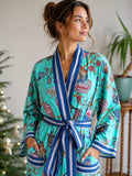 Pure Cotton Block printed Blue Paradise Spring Exotic Lovers Stripe