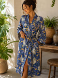 Pure Cotton Block printed Blue pigeon Exotic Love Bird Fruit