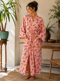 Pure Cotton Block-print House Robe Summer Kimono