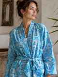 Pure Cotton Block-print House Robe Summer Kimono