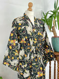 Pure Cotton Block printed Black Exotic Love Bird Fruit