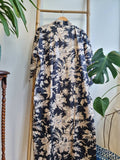 Pure Cotton Kimono- Black Bloom Leaves