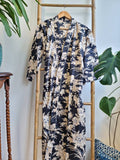 Pure Cotton Kimono- Black Bloom Leaves