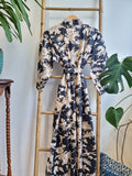 Pure Cotton Kimono- Black Bloom Leaves
