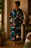 Luxury Velvet House Robe Unisex Kimono Green Blue Beige White Rust Mustard Abstract