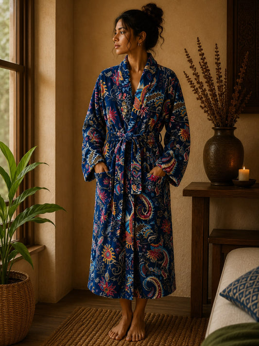 Luxury Velvet House Robe Unisex Kimono Unisex Kimono Boho Jacket Lined Dressing Winter Christmas Gift Elegant Royal Navy Blue Orange Red Paradise