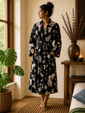 Luxury Velvet House Robe Unisex Kimono Autumn Winter Christmas Gift Elegant Black