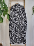 Pure Cotton Handprinted House Robe Summer Kimono | Floral Beach Coverup/Comfy Maternity Monochrome Black White Grey Leaves