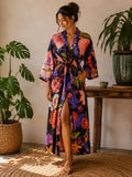 Pure Cotton Block printed Black Multicolour Botanical Bloom