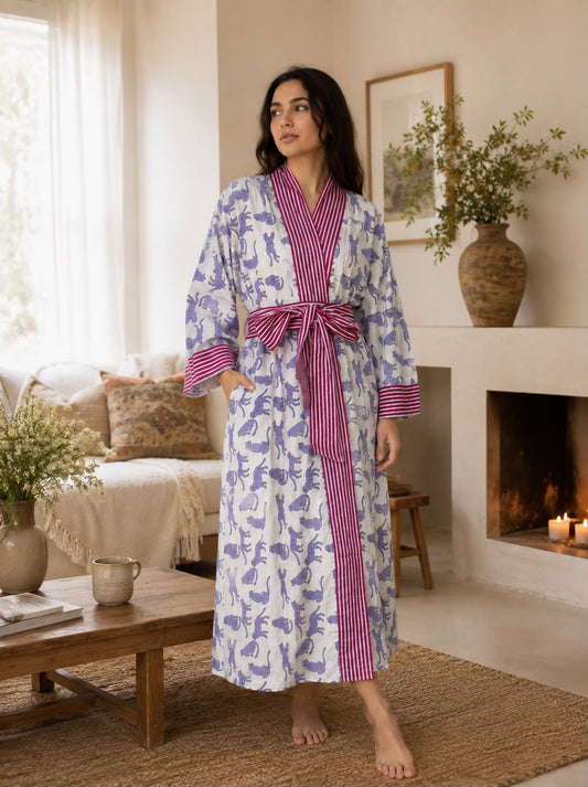 Pure Cotton Kimono with Hand Block printing