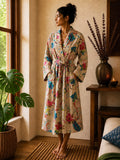 Luxury Velvet House Robe Unisex Kimono Autumn Poudre Beige Orange
