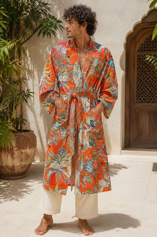 Pure Cotton Block printed Orange beautiful elegant, attractive print