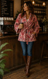 Luxury Velvet Boho Quirky Floral Silk Lined Winter Gift Quirky Soft Peach Birds Paradise Exotic Love