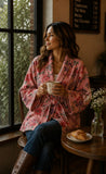 Luxury Velvet Boho Quirky Floral Silk Lined Winter Gift Quirky Soft Peach Birds Paradise Exotic Love