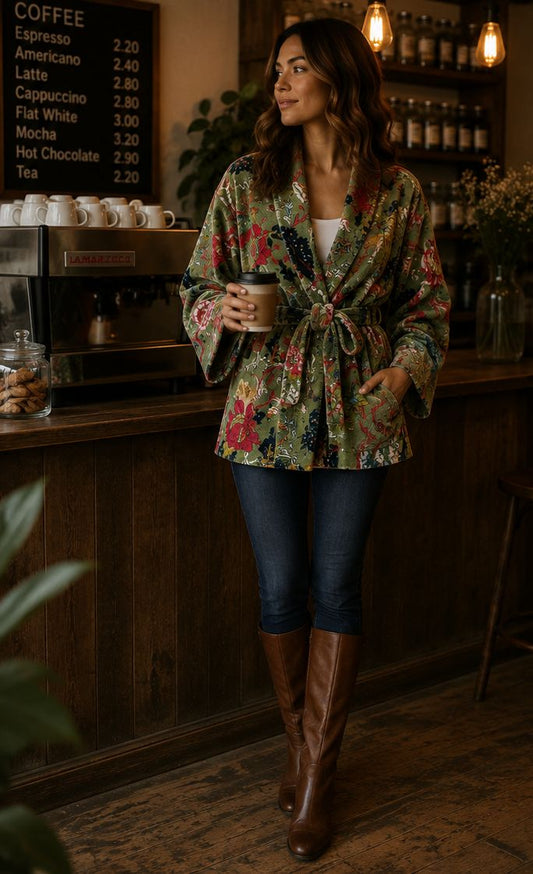 Luxury Velvet Boho Quirky Floral Elegant Pistachio Summer Green Pink Teal