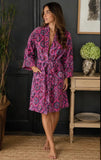 Luxury Velvet House Knee Short Robe Unisex Kimono Boho Jacket Reversible Art Silk Quirky Winter Gift Pink Blue Red Love Mandala Geometric