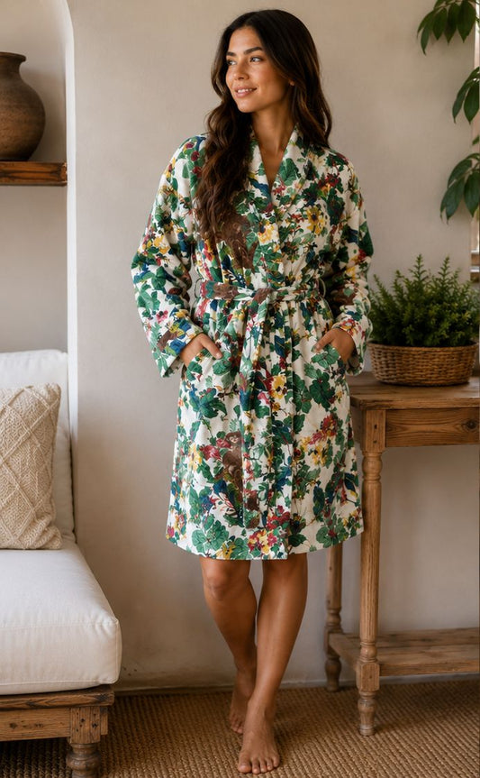 Luxury Velvet House Knee Short Robe Unisex Kimono Boho Jacket Spring Coat