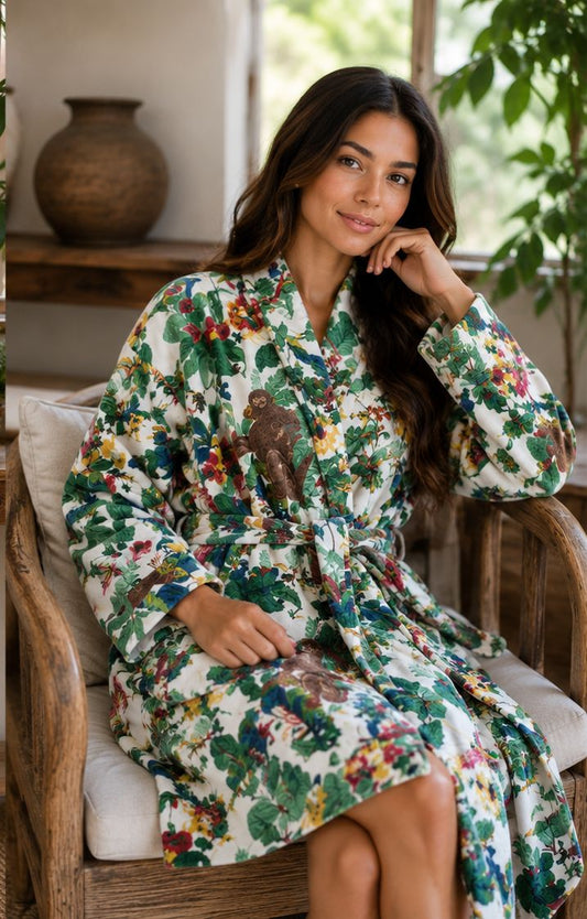 Luxury Velvet House Knee Short Robe Unisex Kimono Boho Jacket Spring Coat
